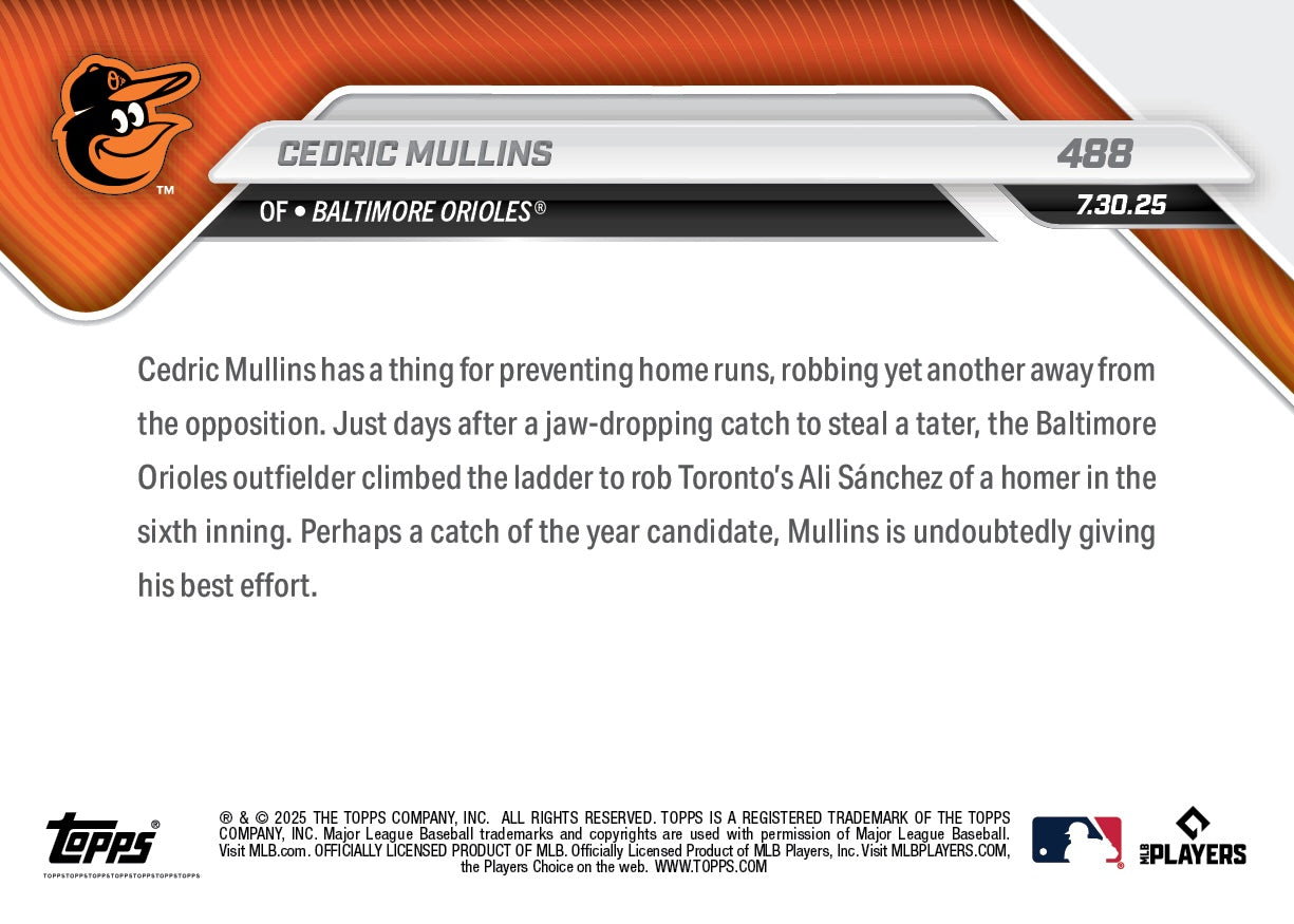 Cedric Mullins - 2025 MLB Topps NOW® - Card 488