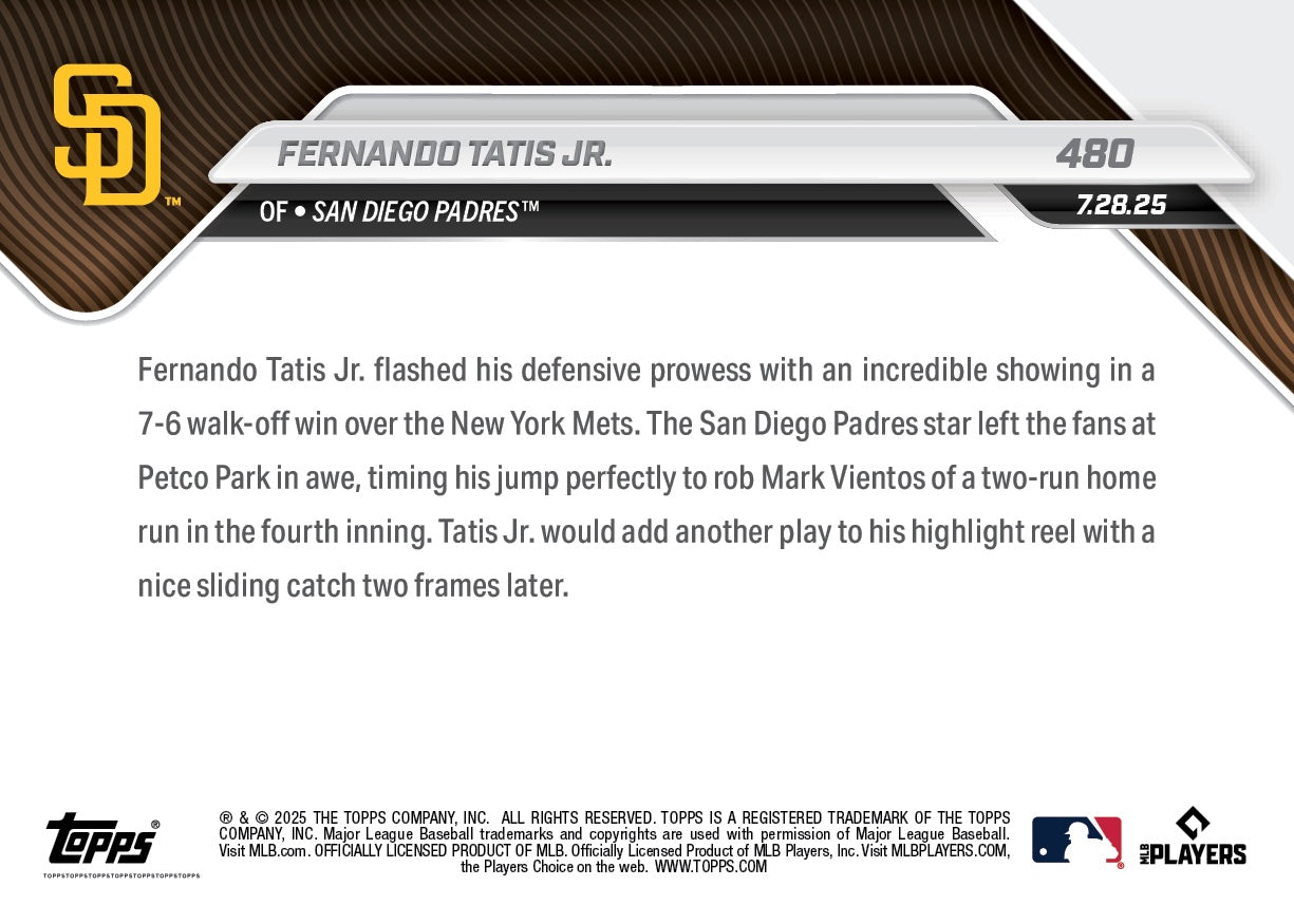 Fernando Tatis Jr. - 2025 MLB Topps NOW® - Card 480