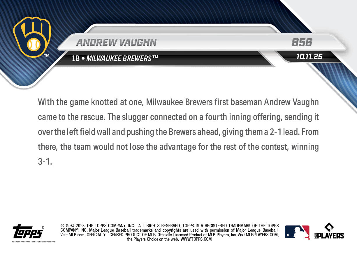 Andrew Vaughn - 2025 MLB Topps NOW® - Card 856
