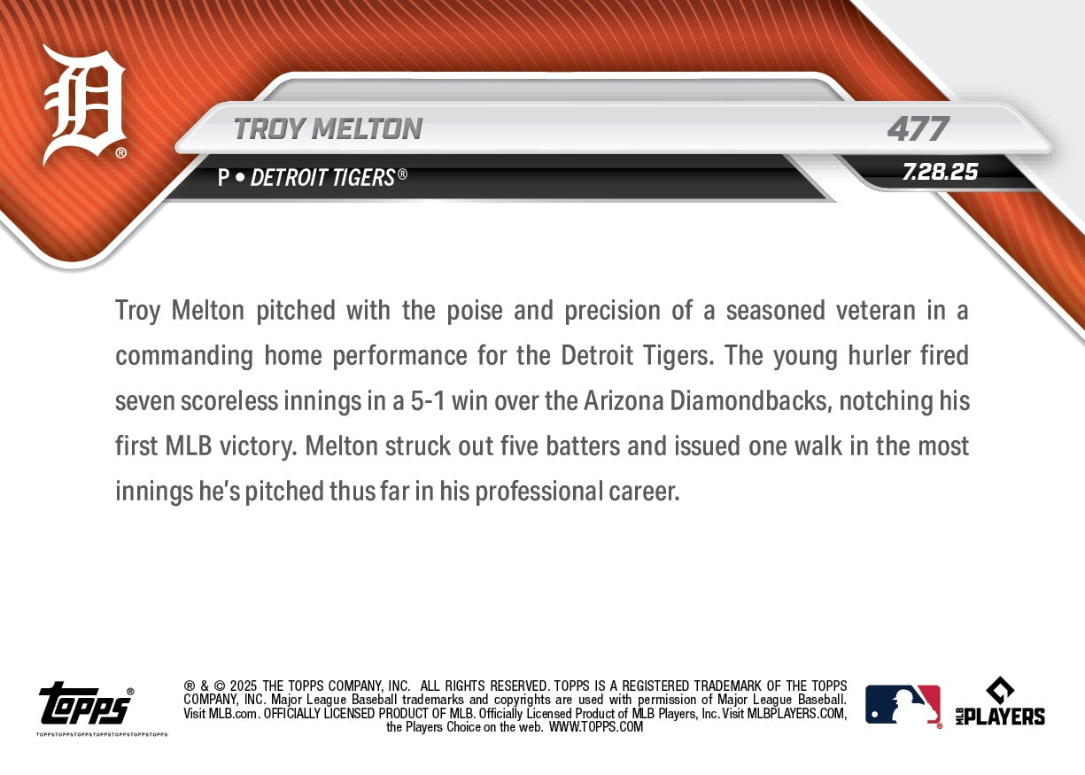 Troy Melton - 2025 MLB Topps NOW® - Card 477