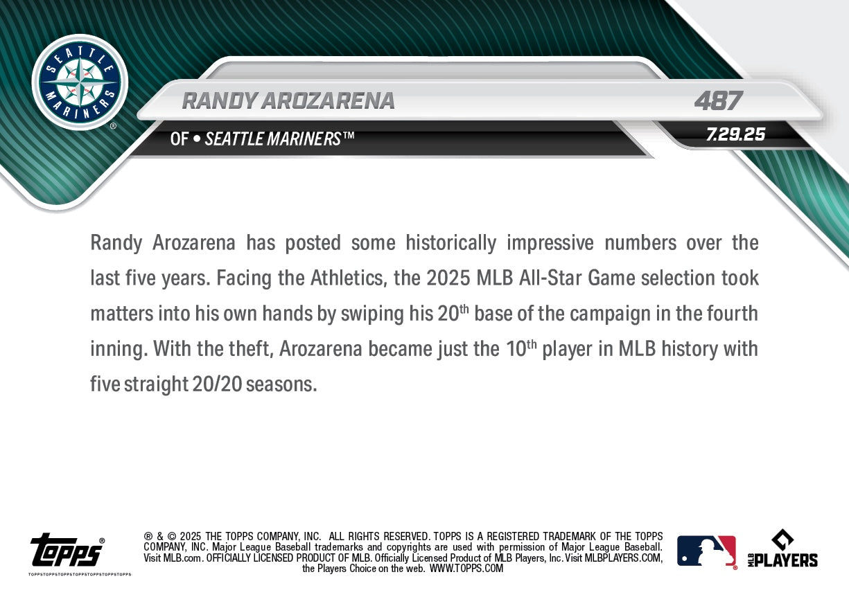 Randy Arozarena - 2025 MLB Topps NOW® - Card 487