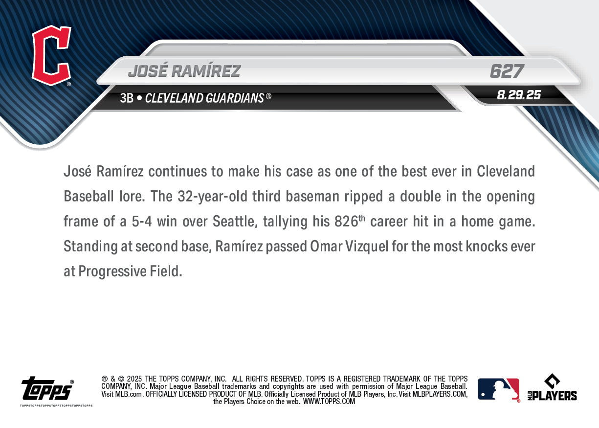 José Ramírez - 2025 MLB Topps NOW® - Card 627