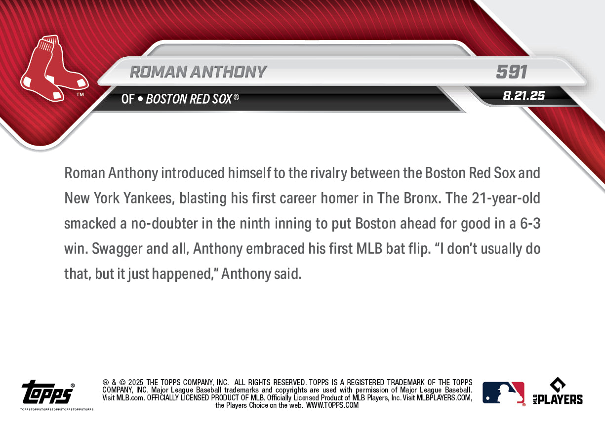 Roman Anthony - 2025 MLB Topps NOW® - Card 591