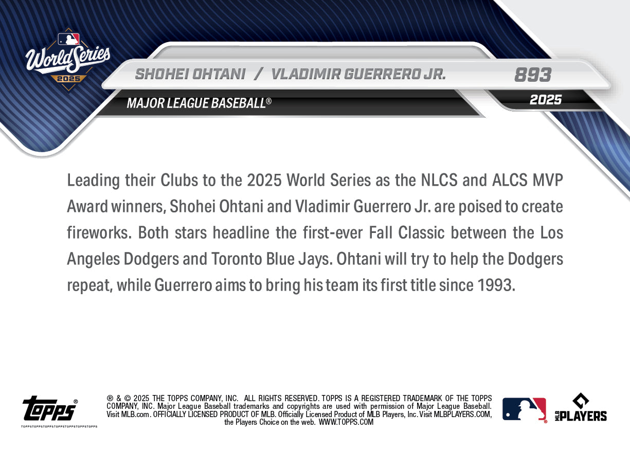 Shohei Ohtani / Vladimir Guerrero Jr. - 2025 MLB Topps NOW® - Card 893