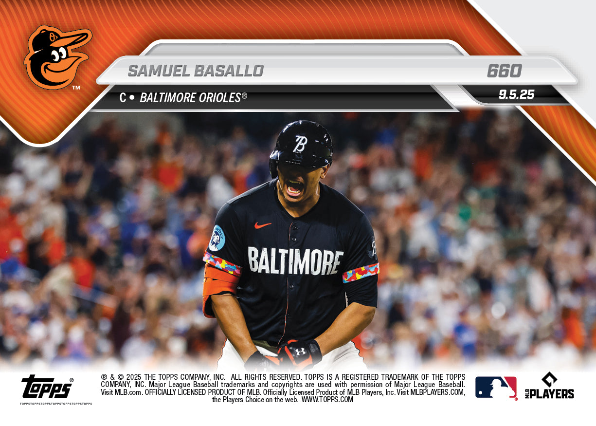 Samuel Basallo - 2025 MLB Topps NOW® - Card 660