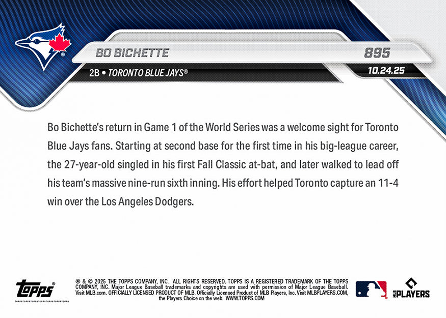 Bo Bichette - 2025 MLB Topps NOW® - Card 895