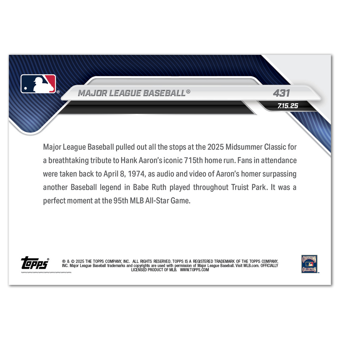 Major League Baseball - 2025 MLB Topps NOW® - Card 431