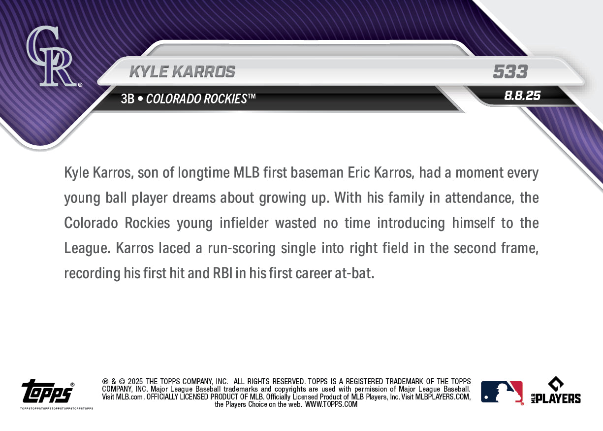 Kyle Karros - 2025 MLB Topps NOW® - Card 533