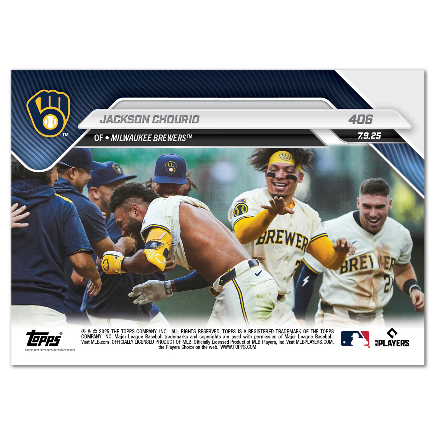 Jackson Chourio - 2025 MLB Topps NOW® - Card 406