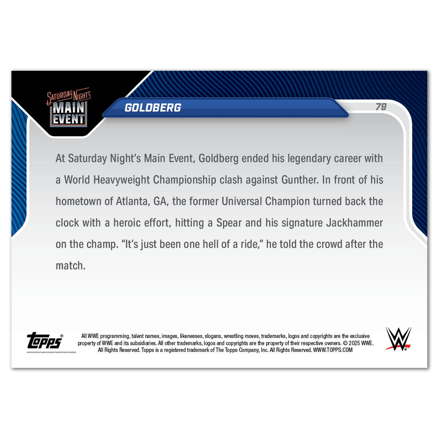 Goldberg - 2025 WWE Topps NOW® - Card 79