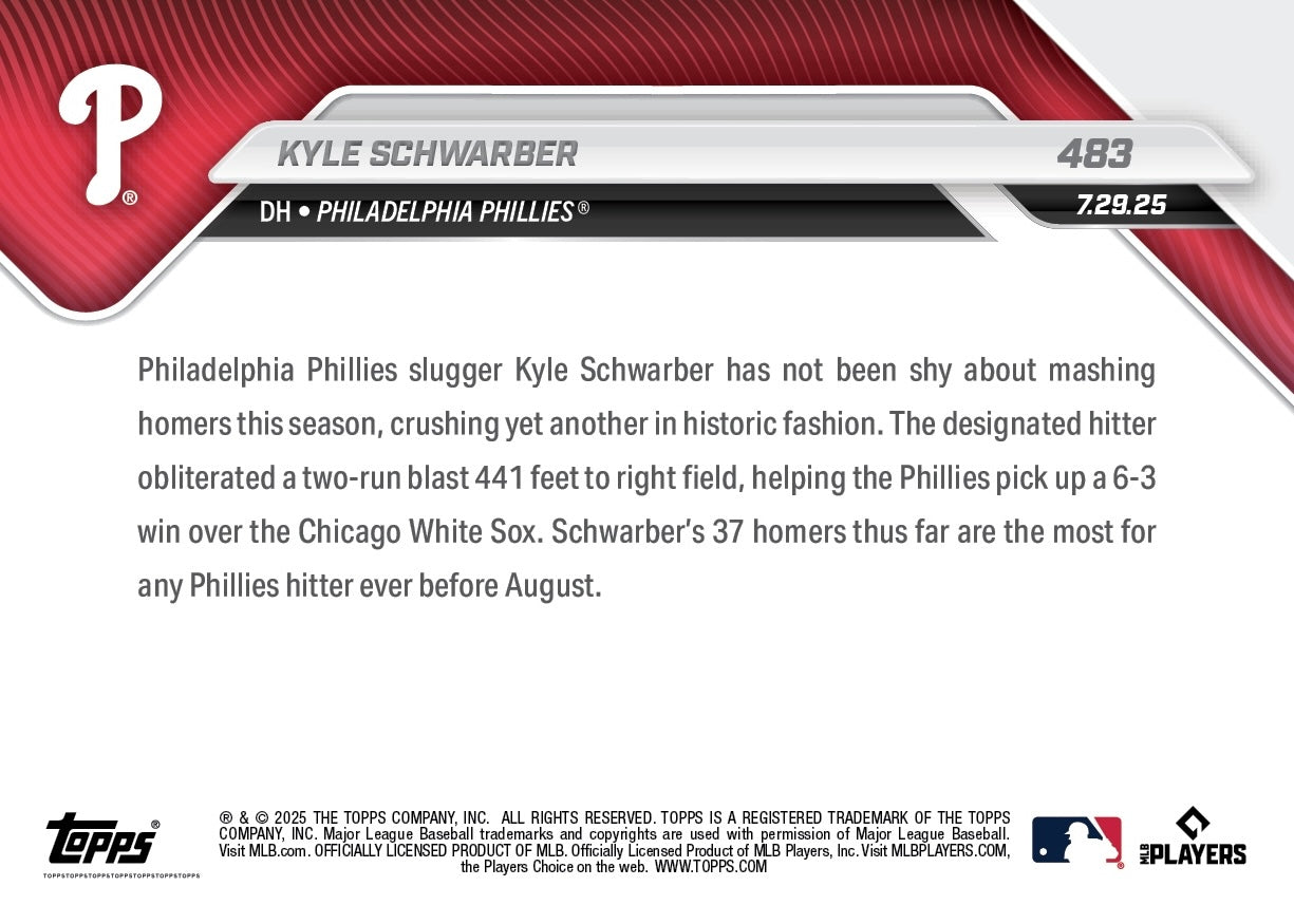 Kyle Schwarber - 2025 MLB Topps NOW® - Card 483