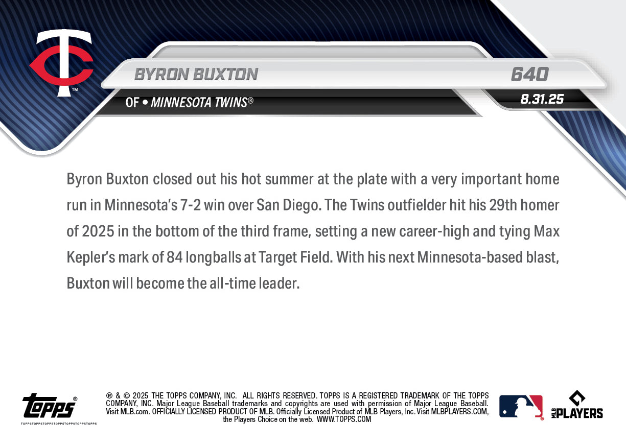 Byron Buxton - 2025 MLB Topps NOW® - Card 640